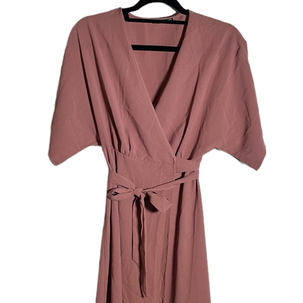 Pink midi wrap dress